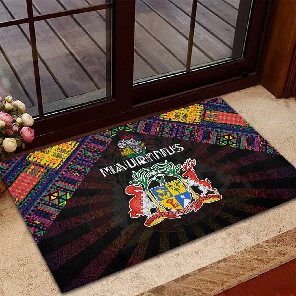 Mauritius Roots Rubber Doormat African Pride in Fingerprint and Tribal Colors