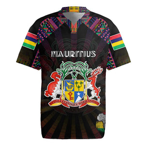 Personalized Mauritius Roots Rugby Jersey African Pride in Fingerprint and Tribal Colors