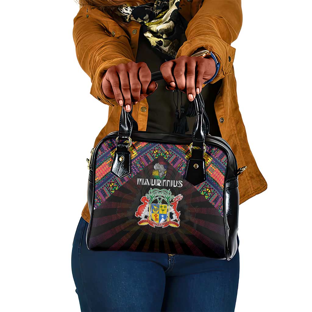 Mauritius Roots Shoulder Handbag African Pride in Fingerprint and Tribal Colors
