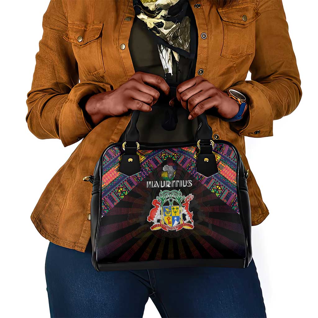 Mauritius Roots Shoulder Handbag African Pride in Fingerprint and Tribal Colors