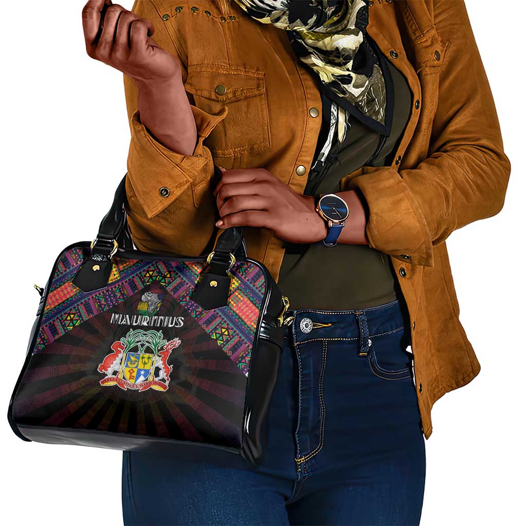 Mauritius Roots Shoulder Handbag African Pride in Fingerprint and Tribal Colors