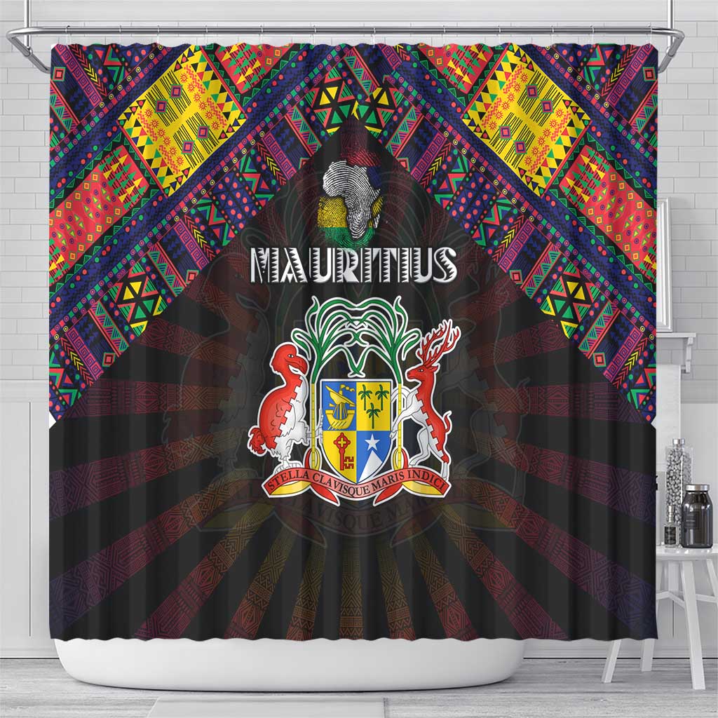 Mauritius Roots Shower Curtain African Pride in Fingerprint and Tribal Colors