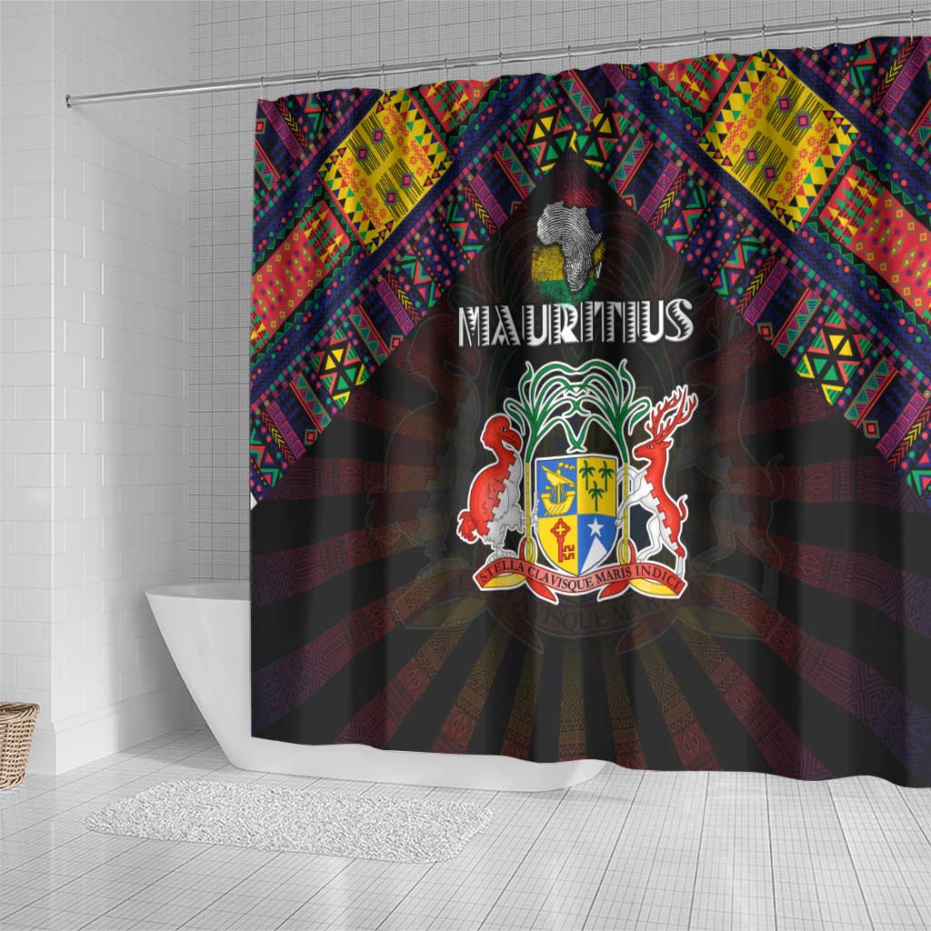 Mauritius Roots Shower Curtain African Pride in Fingerprint and Tribal Colors