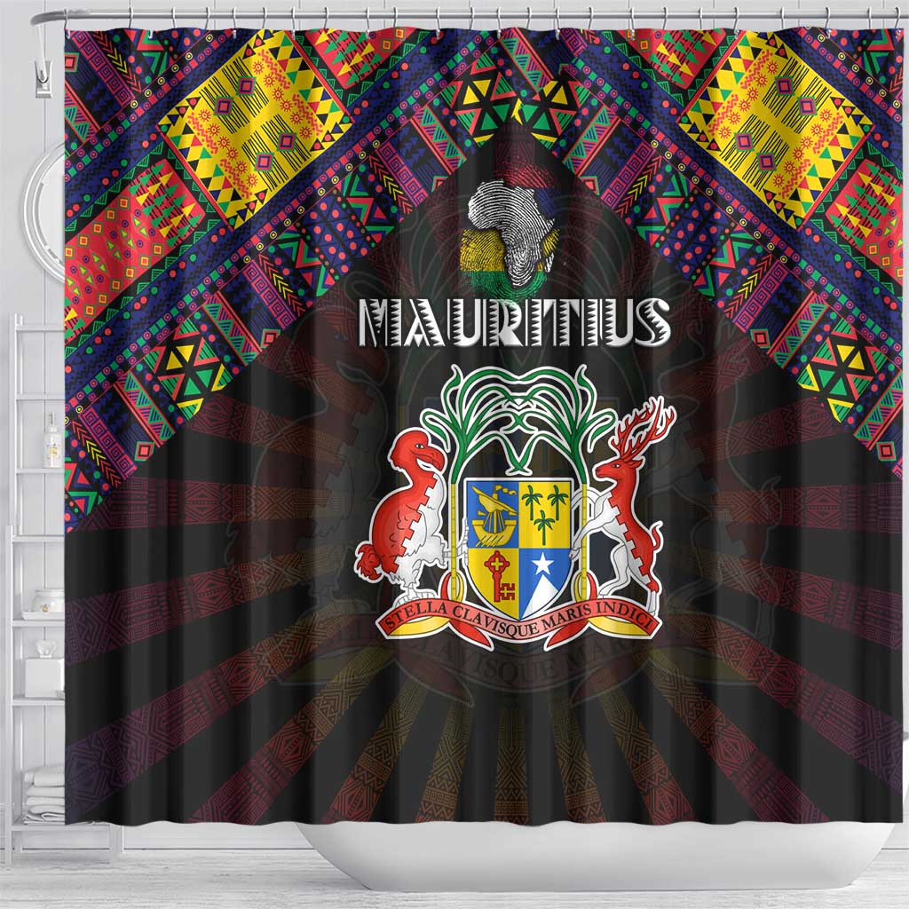 Mauritius Roots Shower Curtain African Pride in Fingerprint and Tribal Colors