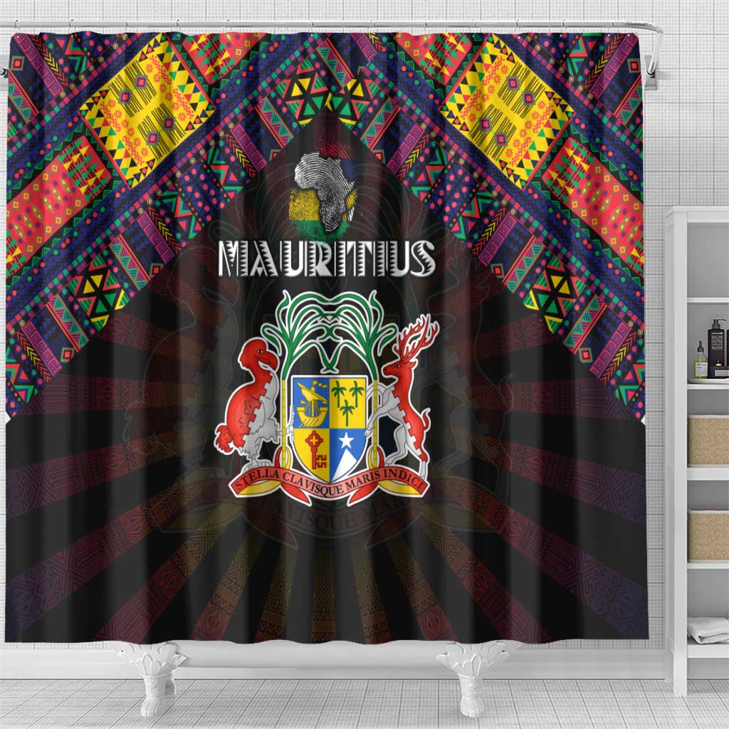 Mauritius Roots Shower Curtain African Pride in Fingerprint and Tribal Colors