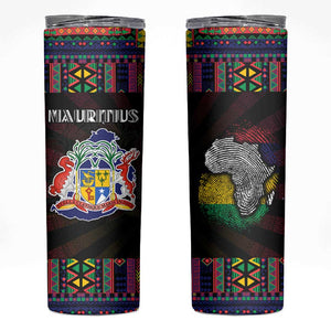 Mauritius Roots Skinny Tumbler African Pride in Fingerprint and Tribal Colors