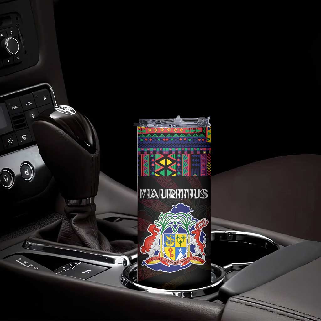 Mauritius Roots Skinny Tumbler African Pride in Fingerprint and Tribal Colors