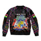 Personalized Mauritius Roots Sleeve Zip Bomber Jacket African Pride in Fingerprint and Tribal Colors