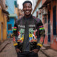 Personalized Mauritius Roots Sleeve Zip Bomber Jacket African Pride in Fingerprint and Tribal Colors