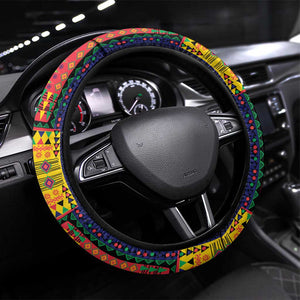 Mauritius Roots Steering Wheel Cover African Pride in Fingerprint and Tribal Colors