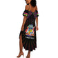 Personalized Mauritius Roots Summer Maxi Dress African Pride in Fingerprint and Tribal Colors