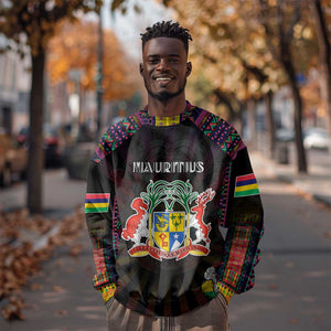 Personalized Mauritius Roots Sweatshirt African Pride in Fingerprint and Tribal Colors