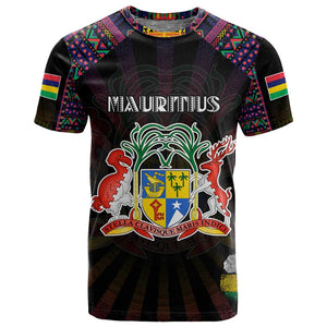 Personalized Mauritius Roots T shirt African Pride in Fingerprint and Tribal Colors