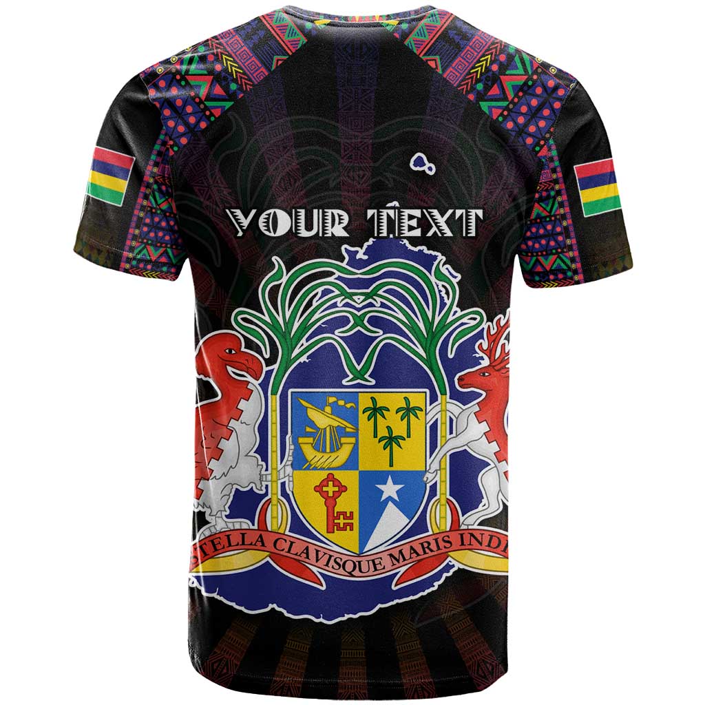 Personalized Mauritius Roots T shirt African Pride in Fingerprint and Tribal Colors