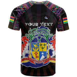 Personalized Mauritius Roots T shirt African Pride in Fingerprint and Tribal Colors