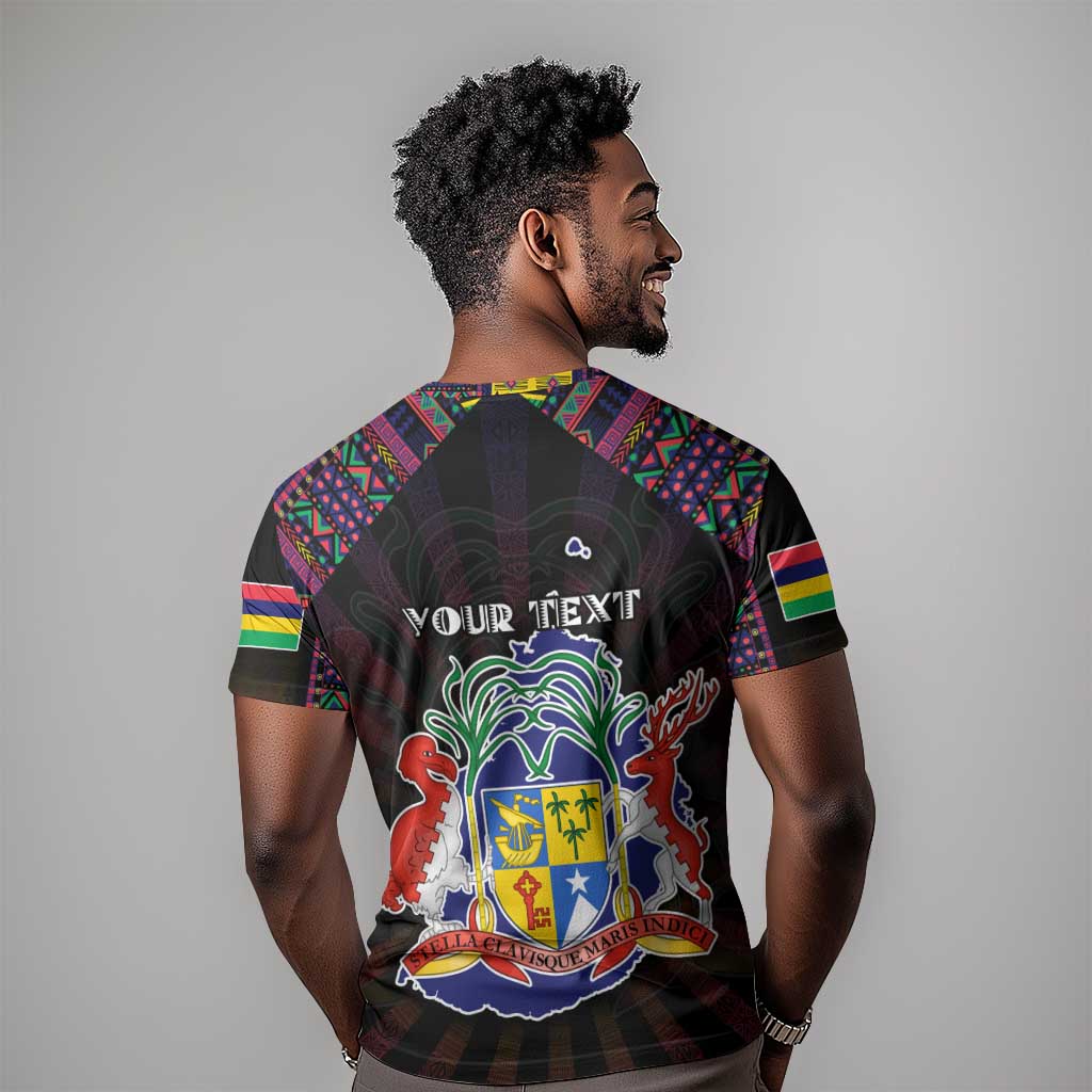 Personalized Mauritius Roots T shirt African Pride in Fingerprint and Tribal Colors