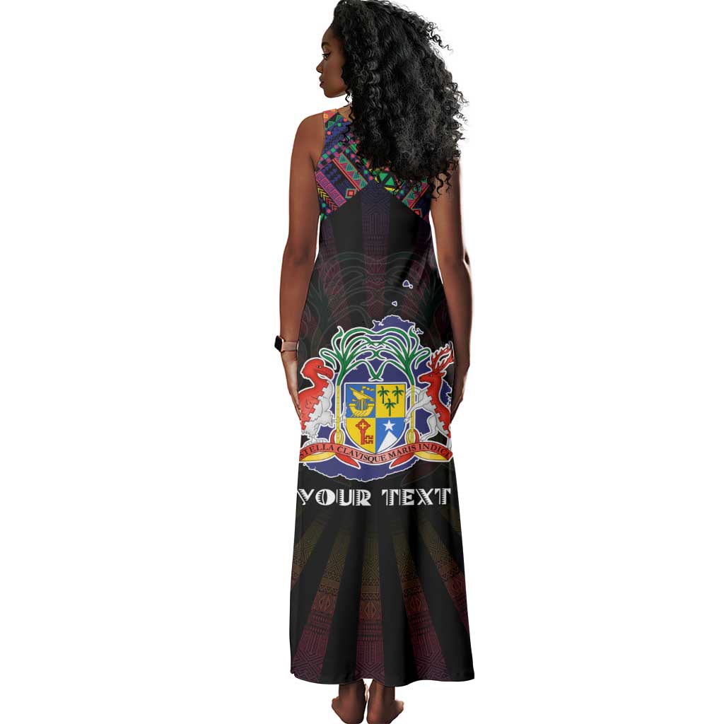 Personalized Mauritius Roots Tank Maxi Dress African Pride in Fingerprint and Tribal Colors