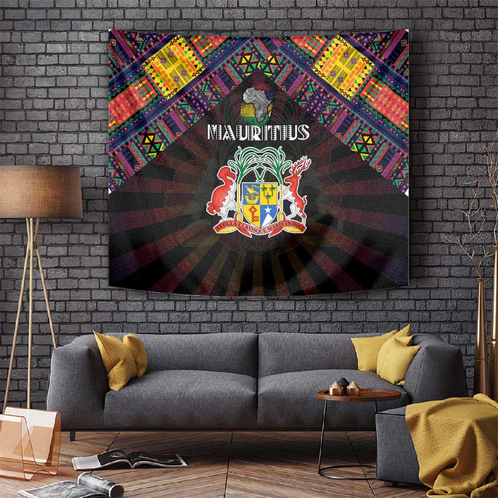Mauritius Roots Tapestry African Pride in Fingerprint and Tribal Colors