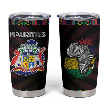 Mauritius Roots Tumbler Cup African Pride in Fingerprint and Tribal Colors