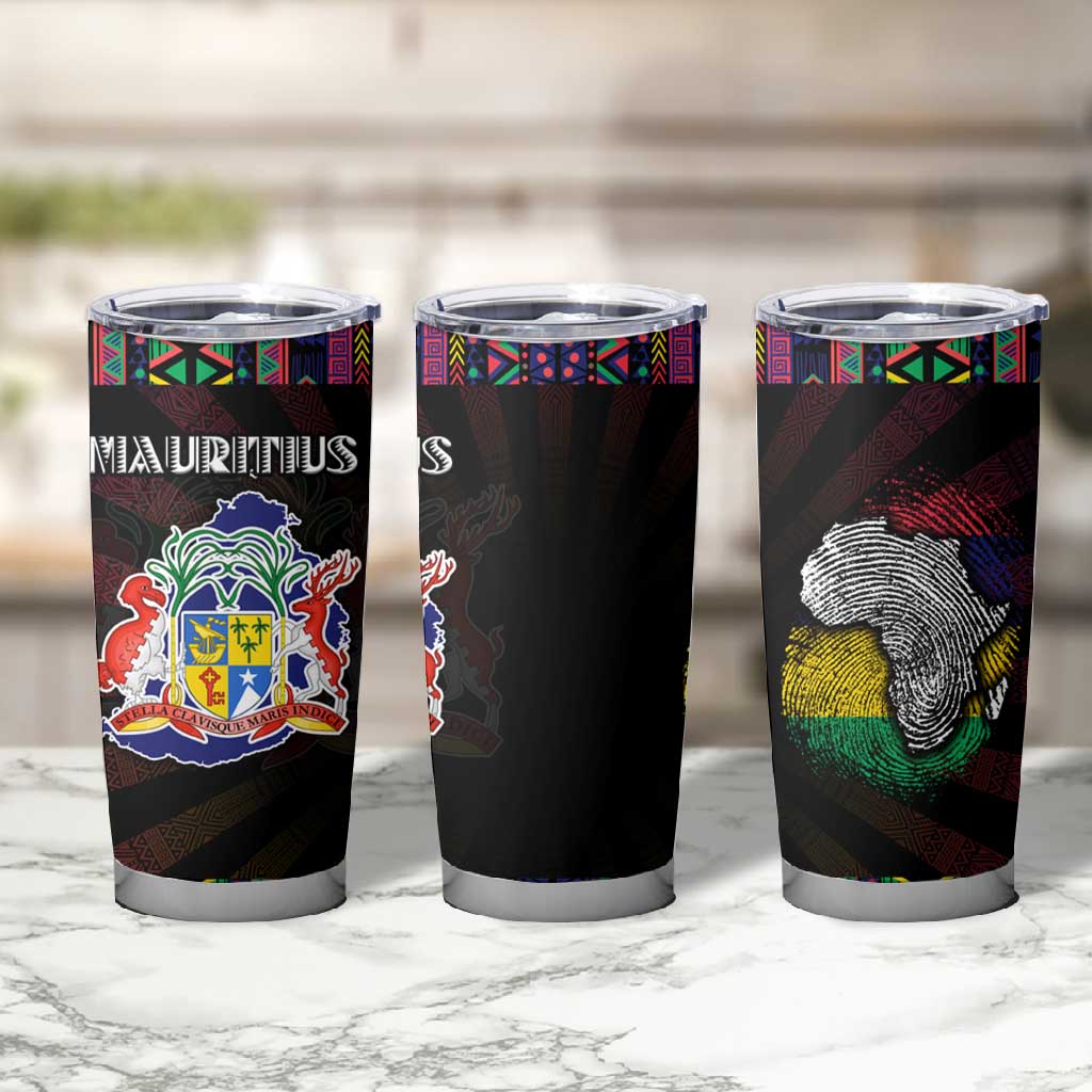 Mauritius Roots Tumbler Cup African Pride in Fingerprint and Tribal Colors
