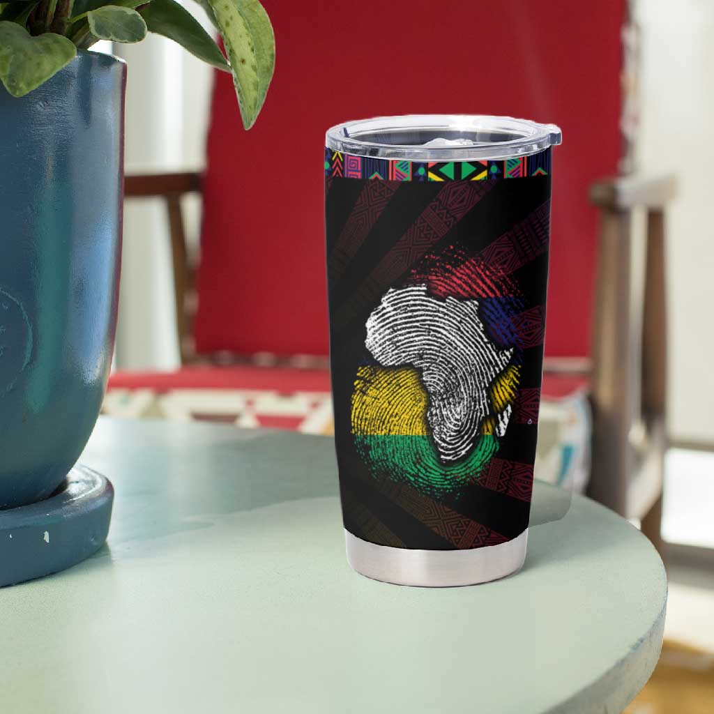 Mauritius Roots Tumbler Cup African Pride in Fingerprint and Tribal Colors
