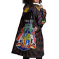 Personalized Mauritius Roots Wearable Blanket Hoodie African Pride in Fingerprint and Tribal Colors
