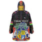 Personalized Mauritius Roots Wearable Blanket Hoodie African Pride in Fingerprint and Tribal Colors