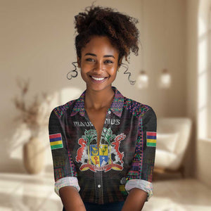 Personalized Mauritius Roots Women Casual Shirt African Pride in Fingerprint and Tribal Colors