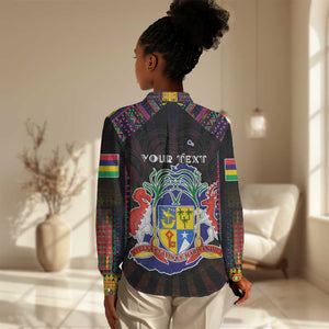 Personalized Mauritius Roots Women Casual Shirt African Pride in Fingerprint and Tribal Colors