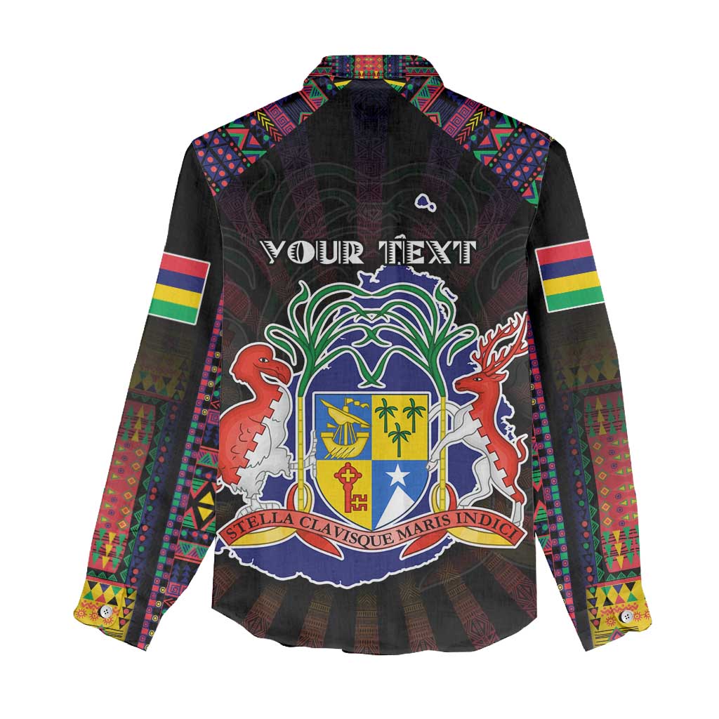 Personalized Mauritius Roots Women Casual Shirt African Pride in Fingerprint and Tribal Colors