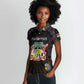 Personalized Mauritius Roots Women Polo Shirt African Pride in Fingerprint and Tribal Colors