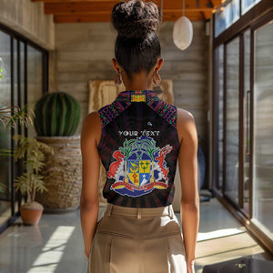 Personalized Mauritius Roots Women Sleeveless Polo Shirt African Pride in Fingerprint and Tribal Colors