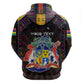 Personalized Mauritius Roots Zip Hoodie African Pride in Fingerprint and Tribal Colors