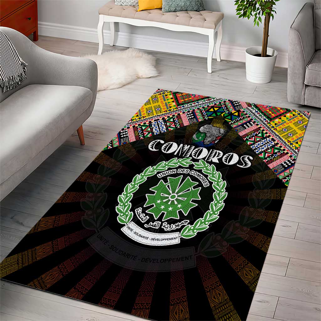Comoros Roots Area Rug African Pride in Fingerprint and Tribal Colors