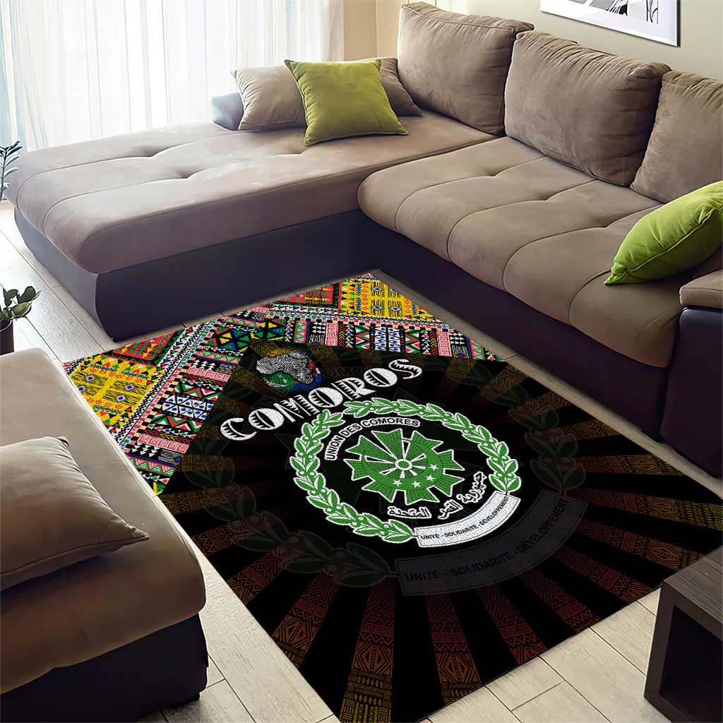 Comoros Roots Area Rug African Pride in Fingerprint and Tribal Colors