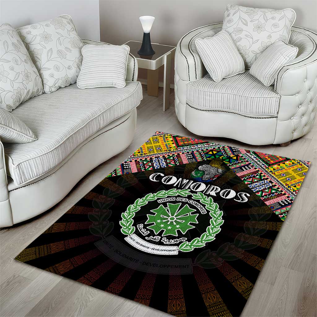 Comoros Roots Area Rug African Pride in Fingerprint and Tribal Colors