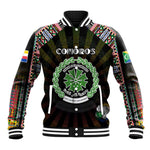 Personalized Comoros Roots Baseball Jacket African Pride in Fingerprint and Tribal Colors