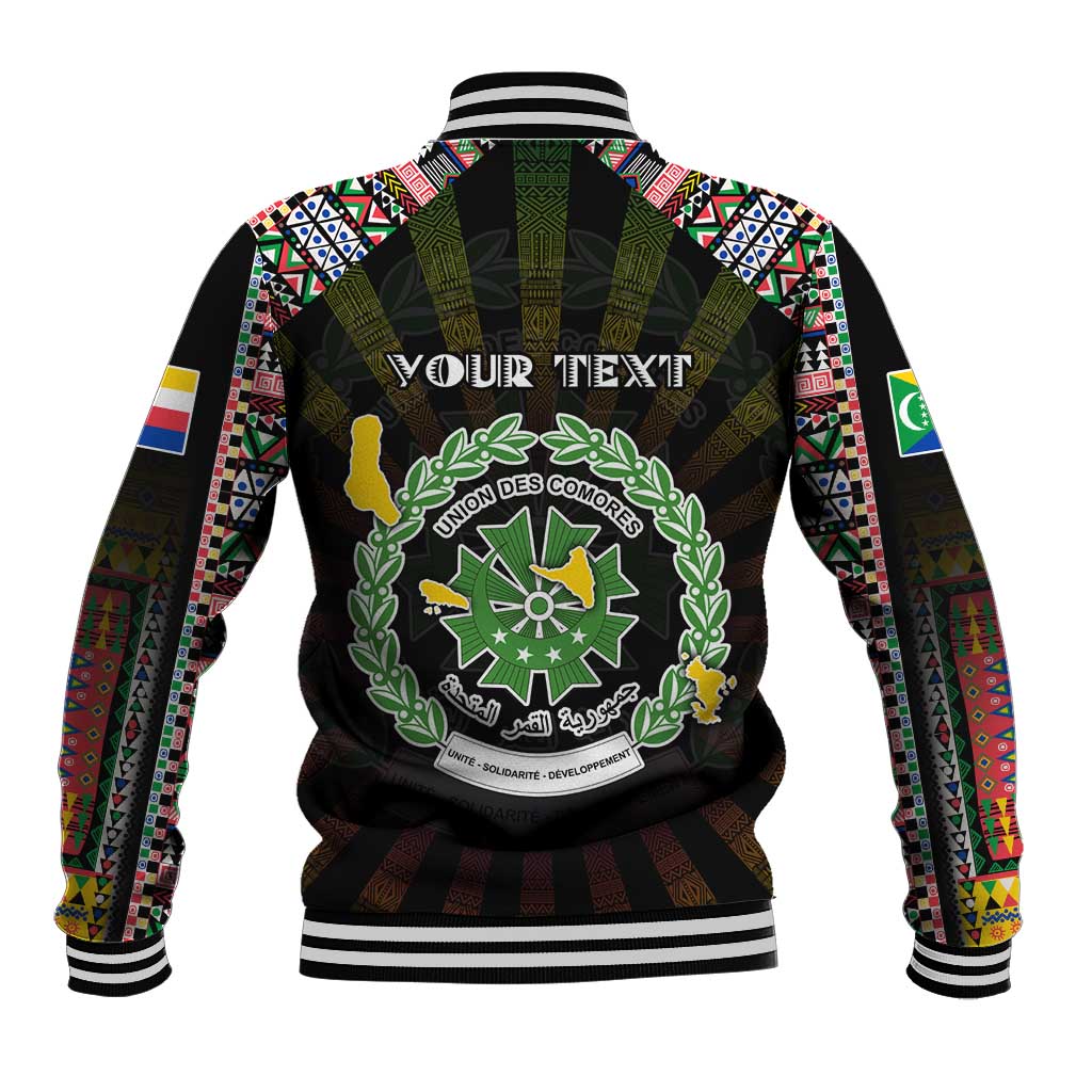 Personalized Comoros Roots Baseball Jacket African Pride in Fingerprint and Tribal Colors
