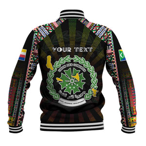 Personalized Comoros Roots Baseball Jacket African Pride in Fingerprint and Tribal Colors