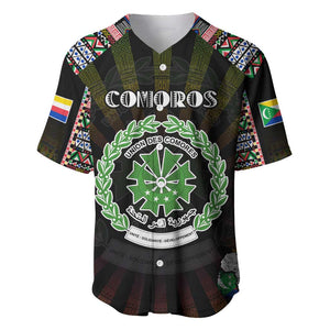 Personalized Comoros Roots Baseball Jersey African Pride in Fingerprint and Tribal Colors