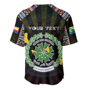 Personalized Comoros Roots Baseball Jersey African Pride in Fingerprint and Tribal Colors