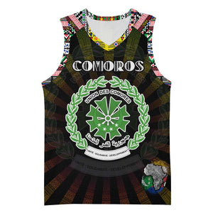 Personalized Comoros Roots Basketball Jersey African Pride in Fingerprint and Tribal Colors - African Pride