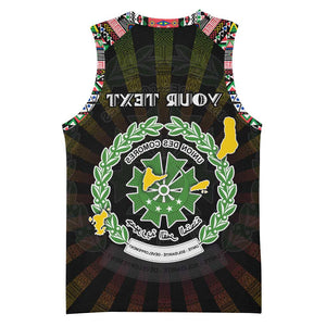 Personalized Comoros Roots Basketball Jersey African Pride in Fingerprint and Tribal Colors - African Pride