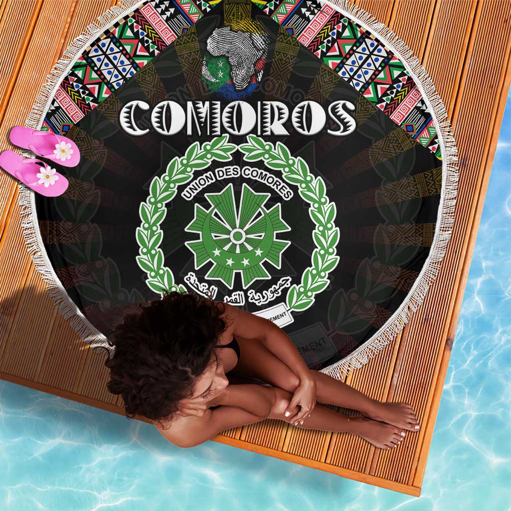 Comoros Roots Beach Blanket African Pride in Fingerprint and Tribal Colors