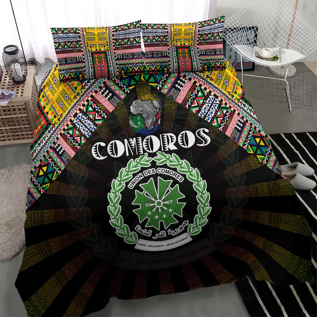 Comoros Roots Bedding Set African Pride in Fingerprint and Tribal Colors