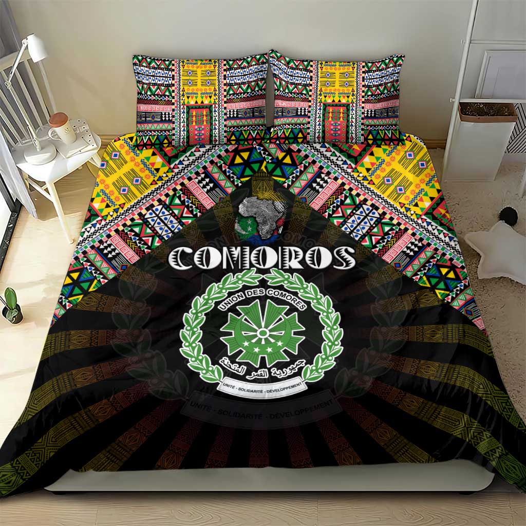 Comoros Roots Bedding Set African Pride in Fingerprint and Tribal Colors
