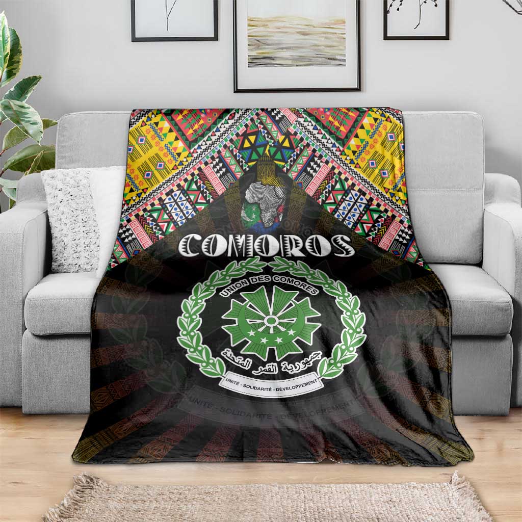 Comoros Roots Blanket African Pride in Fingerprint and Tribal Colors