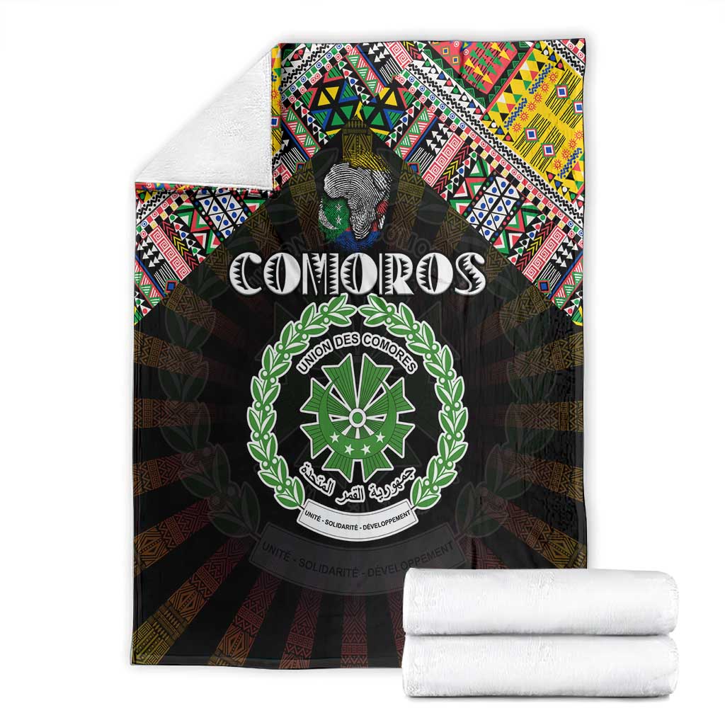 Comoros Roots Blanket African Pride in Fingerprint and Tribal Colors