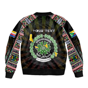 Personalized Comoros Roots Bomber Jacket African Pride in Fingerprint and Tribal Colors