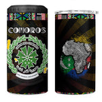Comoros Roots 4 in 1 Can Cooler Tumbler African Pride in Fingerprint and Tribal Colors